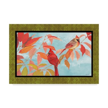 Jean Plout 'Cardinal Pair In The Fall' Canvas Art,16x24
